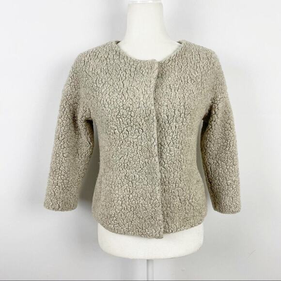 Zara Fleece Sheep Faux Fur Cropped Coat Size XS - Picture 6 of 13